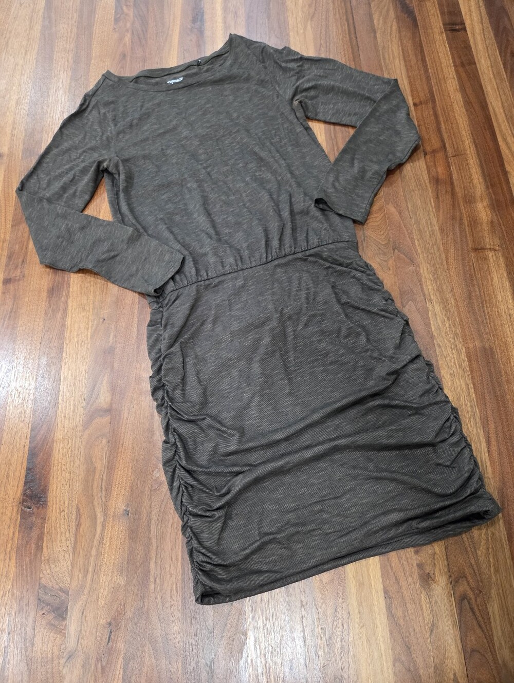 Toad&Co Outfox Long-Sleeve Ruched Knit Dress Organic Cotton Blend Size Small